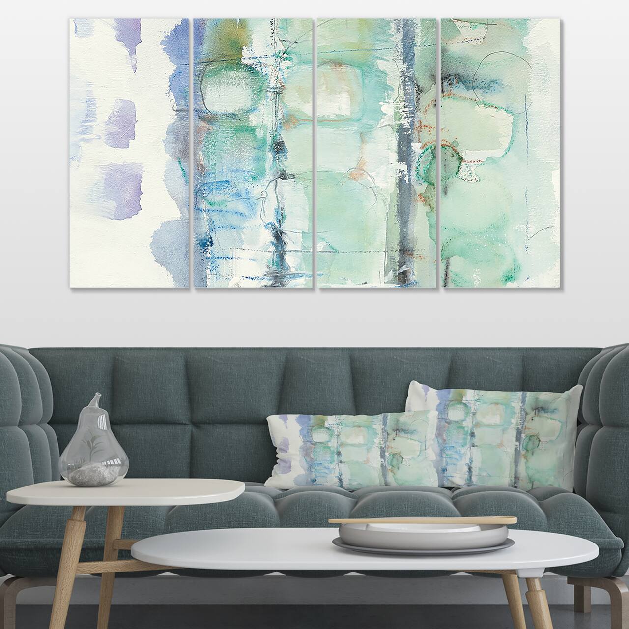 Designart - Blue Abstract Panel I - Geometric Canvas Art